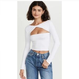 SER.O.YA White Long Sleeve Cut-Out Crop Top